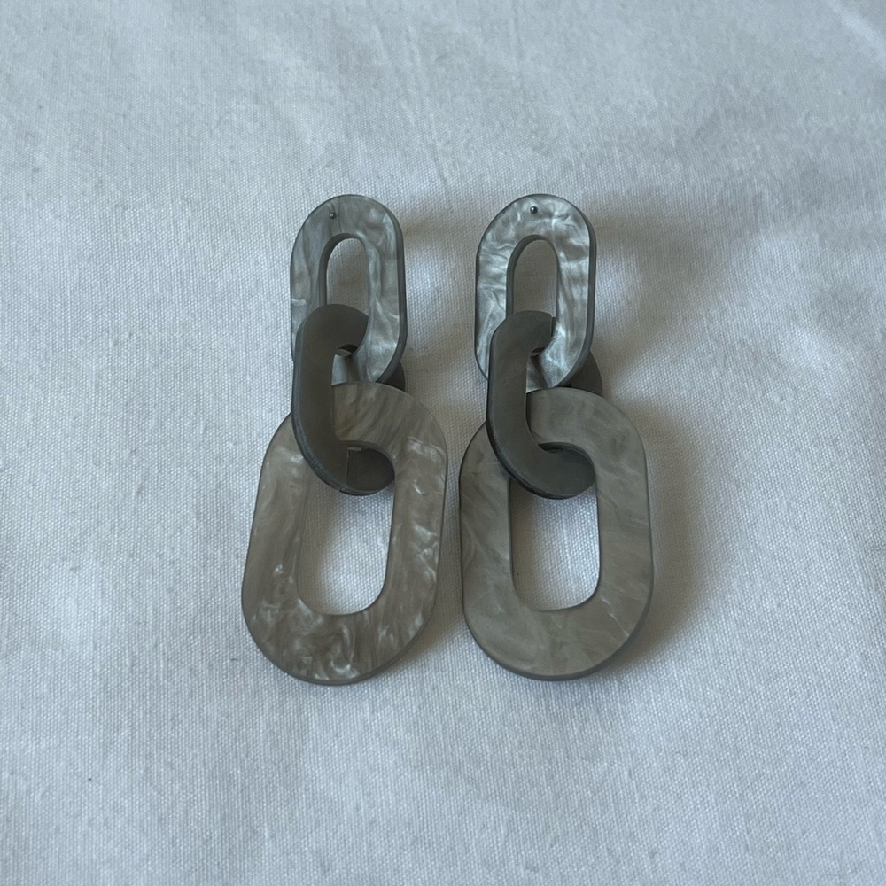 Shimmery silver acrylic earrings